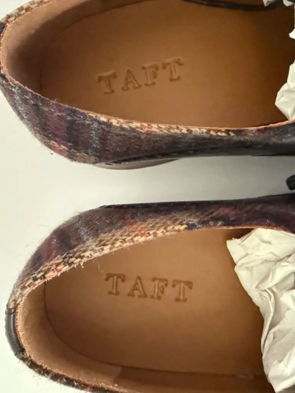 TAFT The Wallace Wingtip Oxford Black Leather Brown Tartan Plaid EU 45